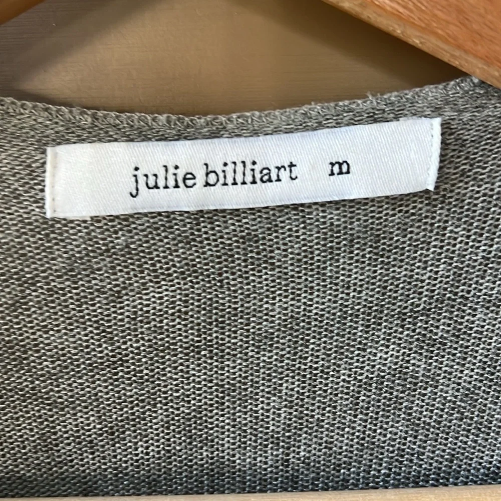 Julie Billiart Sz M Stretch Jersey Knit Light Weight Gray Kimono Lettuce Hem - Picture 3 of 8